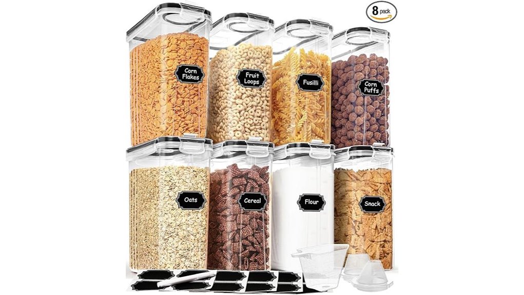 cereal containers with labels