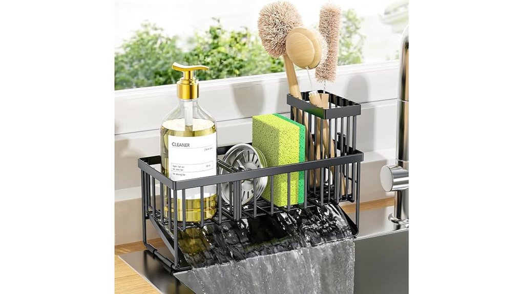 cisily sink caddy with brush holder and tray