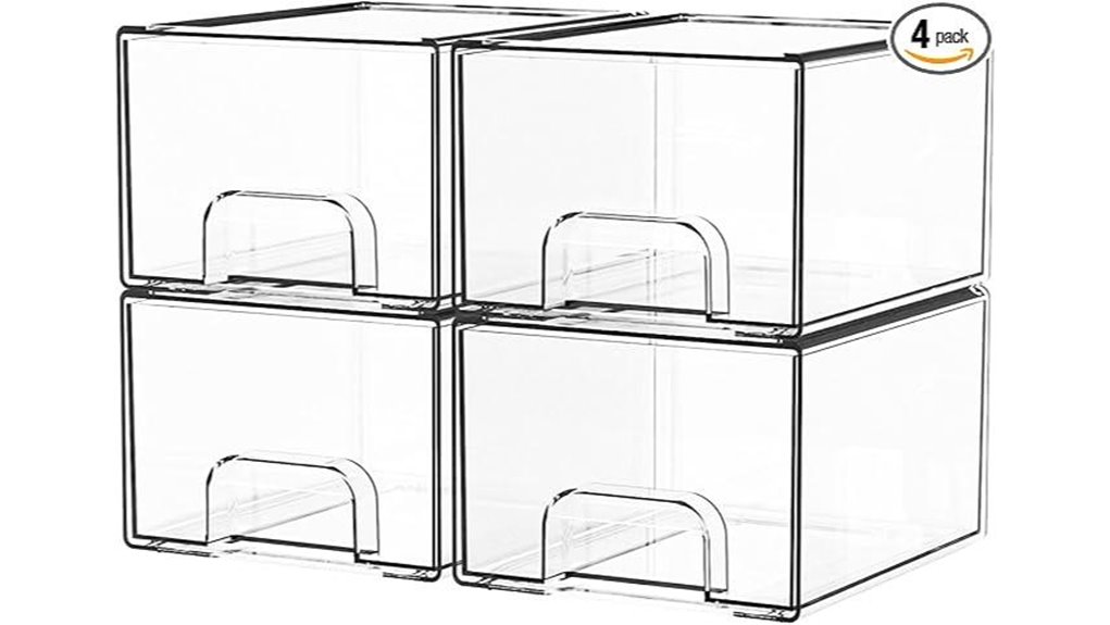 clear 4 pack stackable storage drawers
