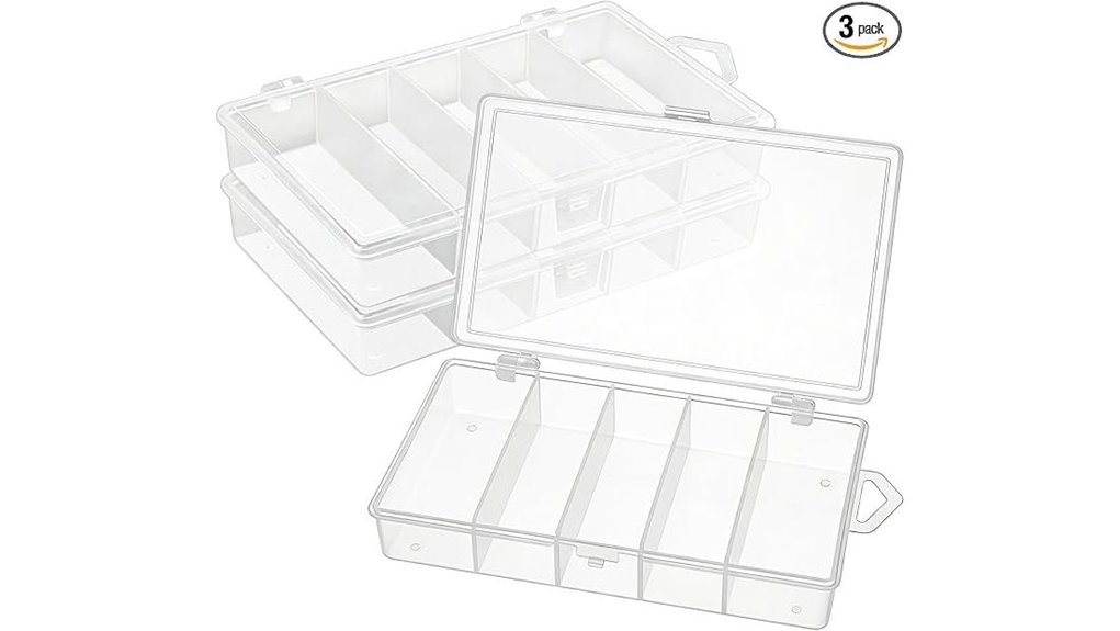 clear 5 grid fishing tackle boxes