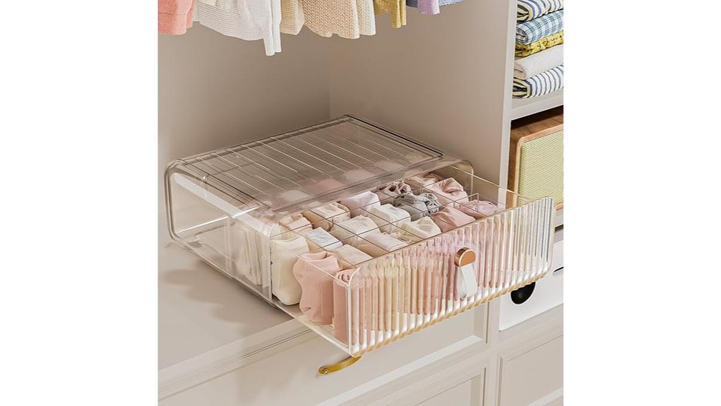 clear acrylic sock drawer organizer with removable dividers