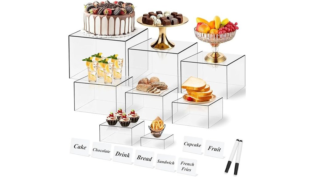 clear food risers display