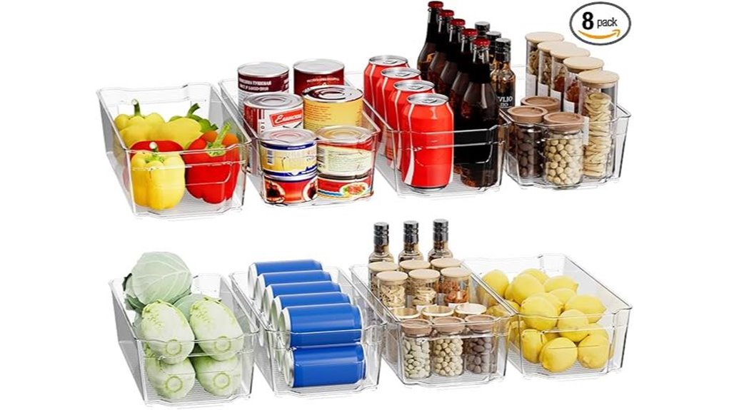 clear fridge organizer bins with handle