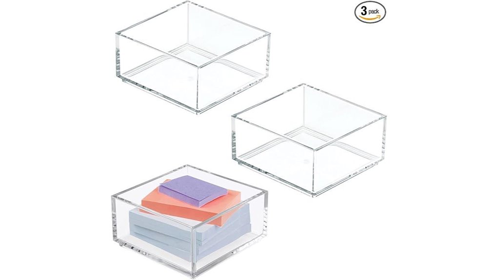 clear square plastic desk organizers