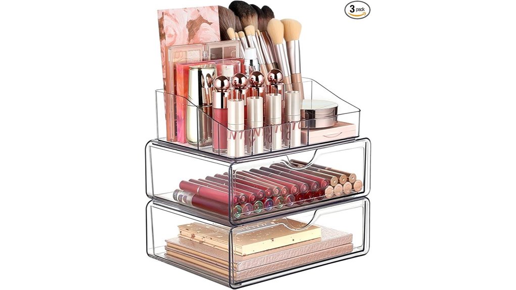 clear three tier makeup organizer