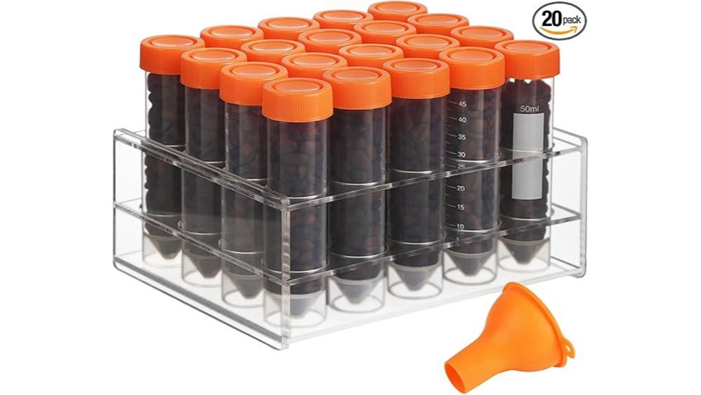 coffee bean storage tubes with stand