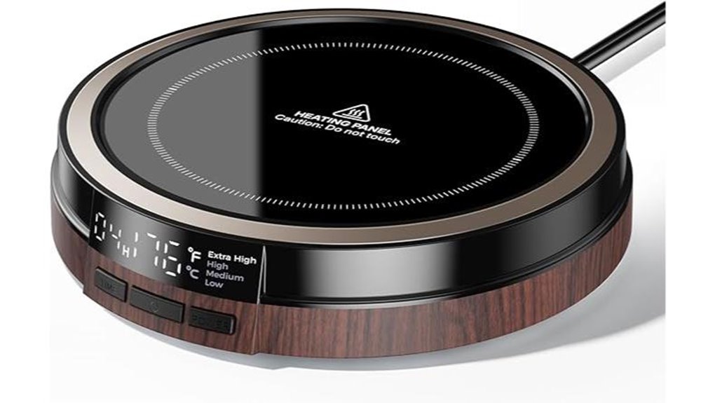 coffee mug warmer with timer display