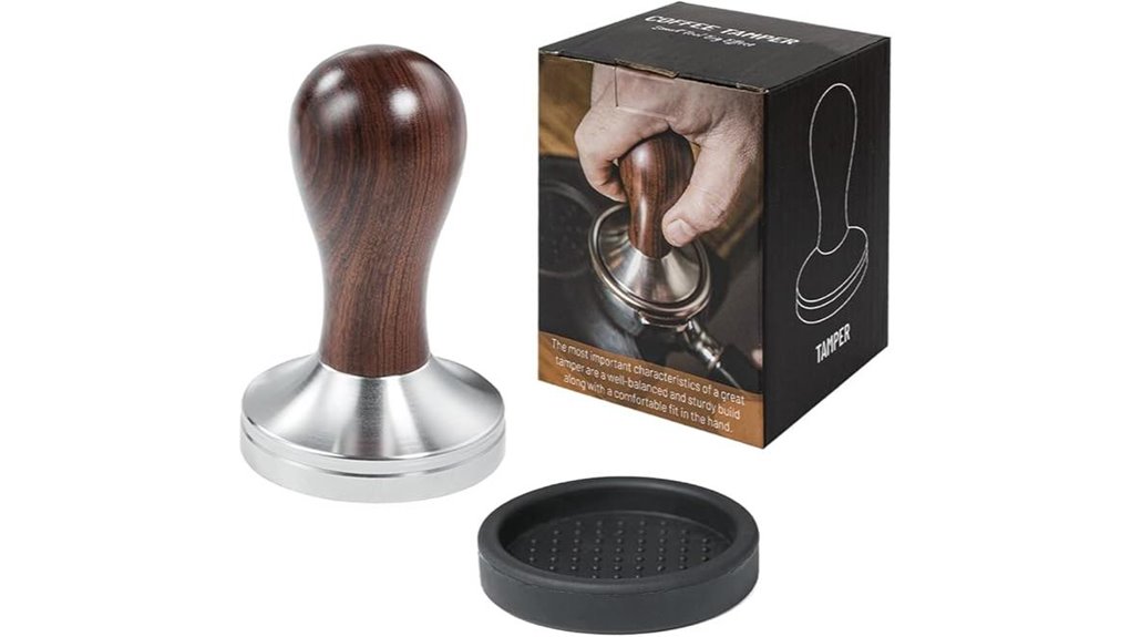 coffee tamper with wooden handle
