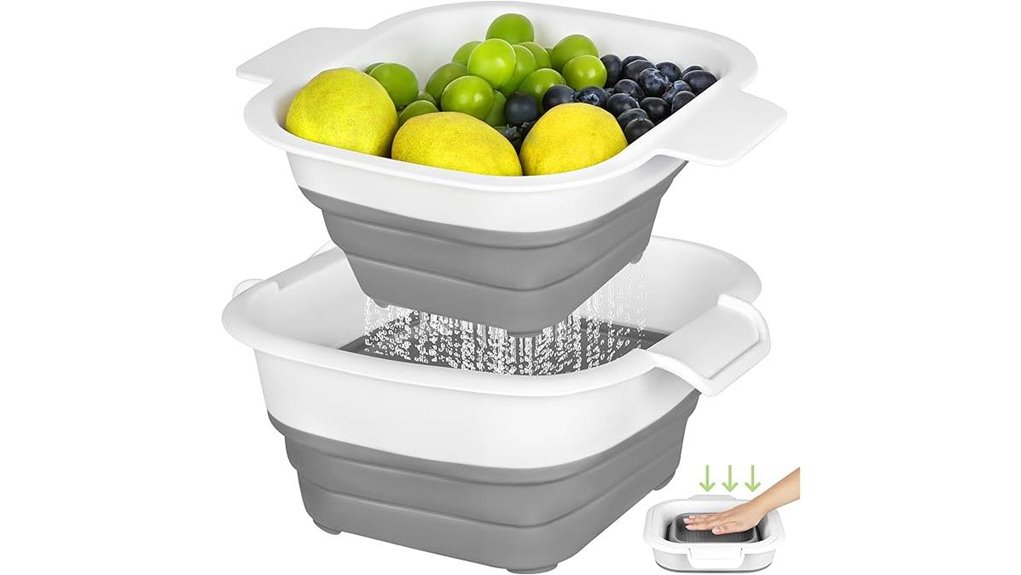 collapsible 2 in 1 colander set