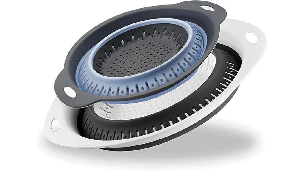 collapsible silicone gray blue colanders