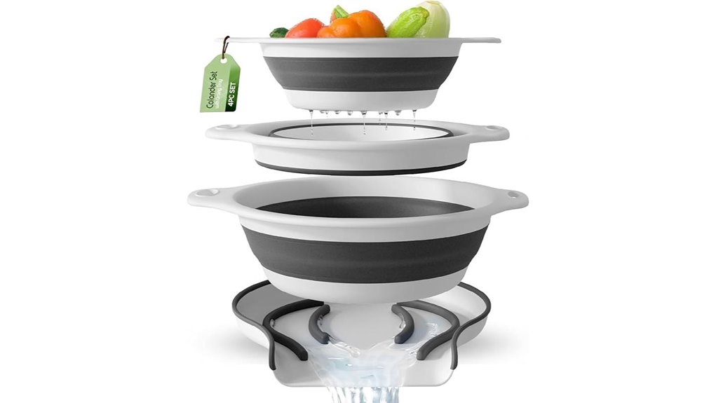 collapsible three pack drain colanders