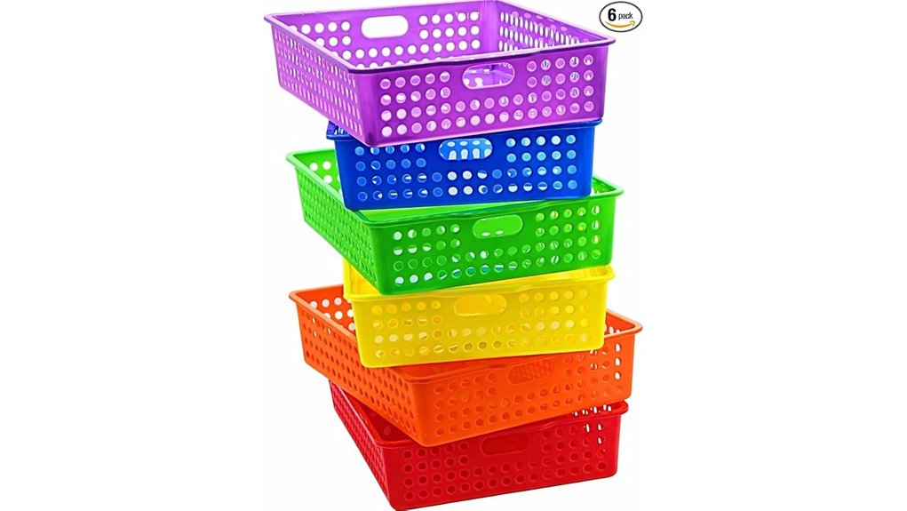 colorful plastic storage bins