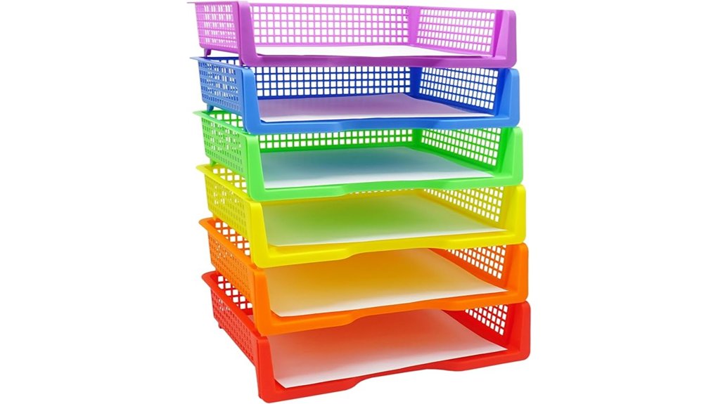 colorful plastic teacher trays