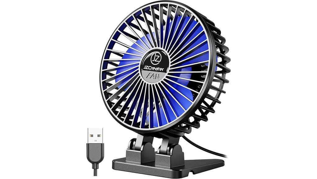 compact 3 speed usb desk fan