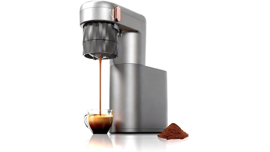 compact mini espresso machine with ground coffee