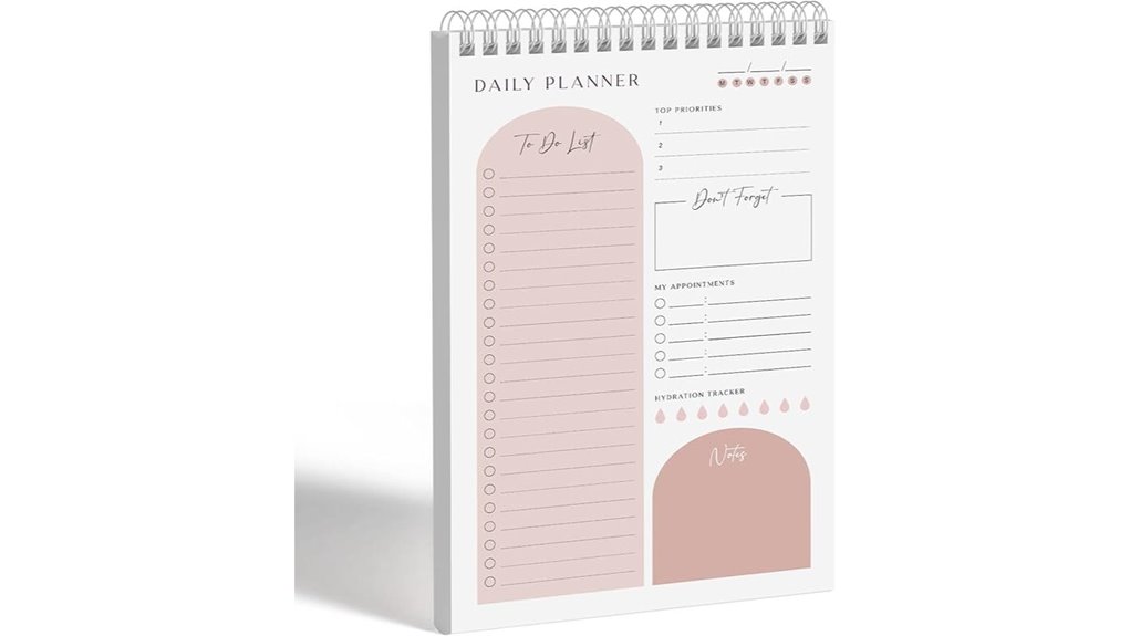 coral dual ring daily planner