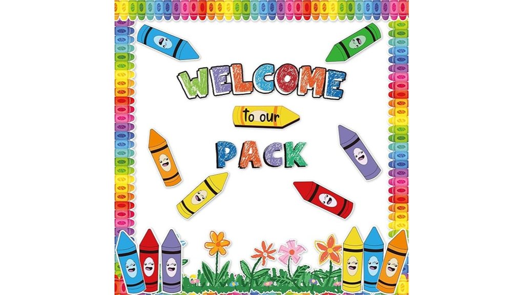 crayon border trimmed bulletin board