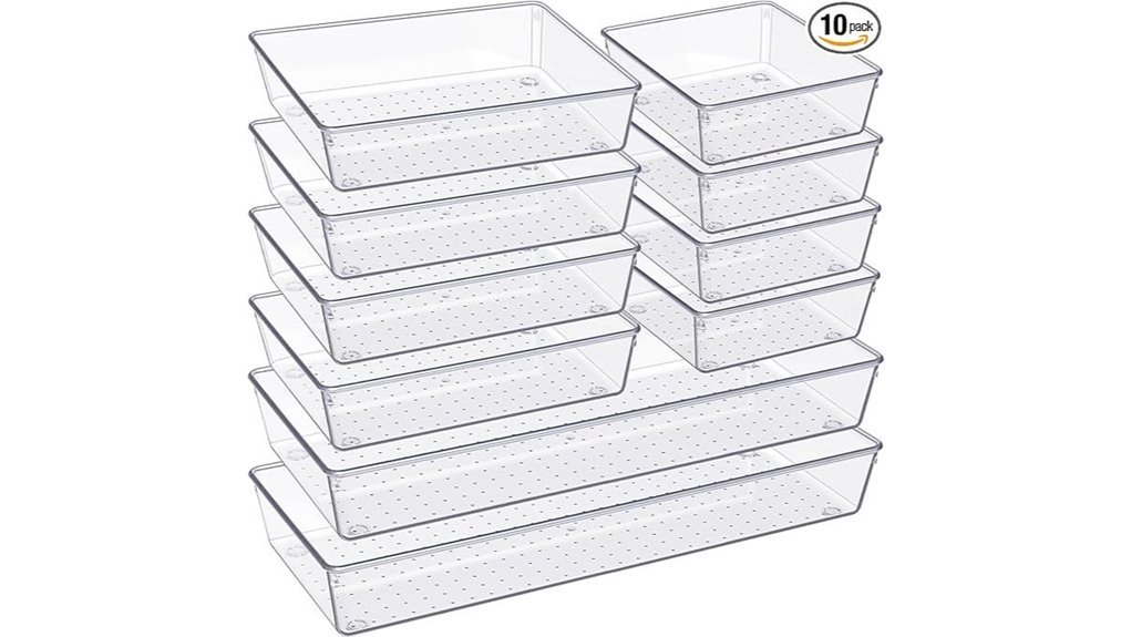 criusia clear drawer organizers 10 pack