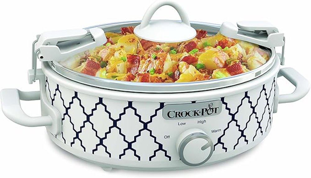crock pot 2 5 quart white blue