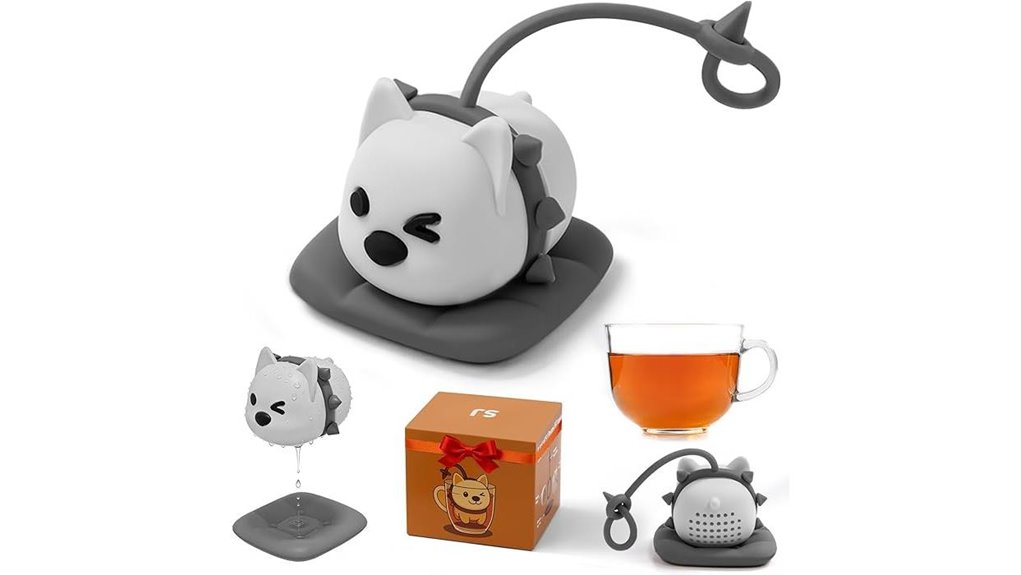 cute dog tea infuser gray