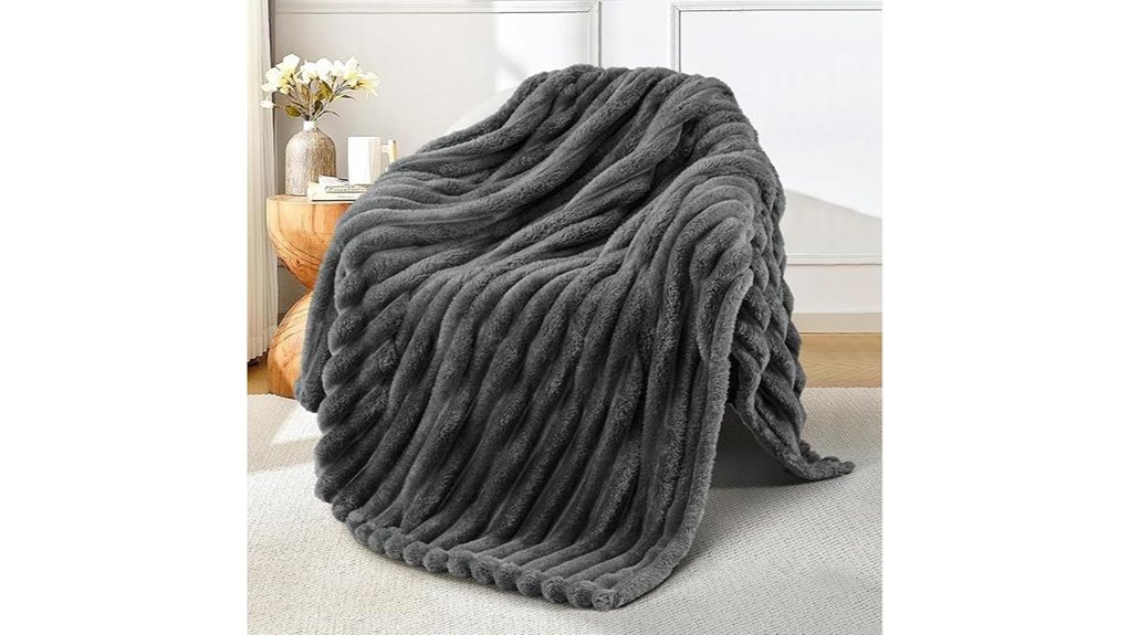 dark grey striped throw