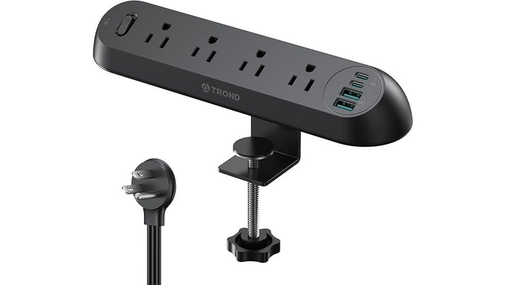 desk clamp power strip with usb c pd