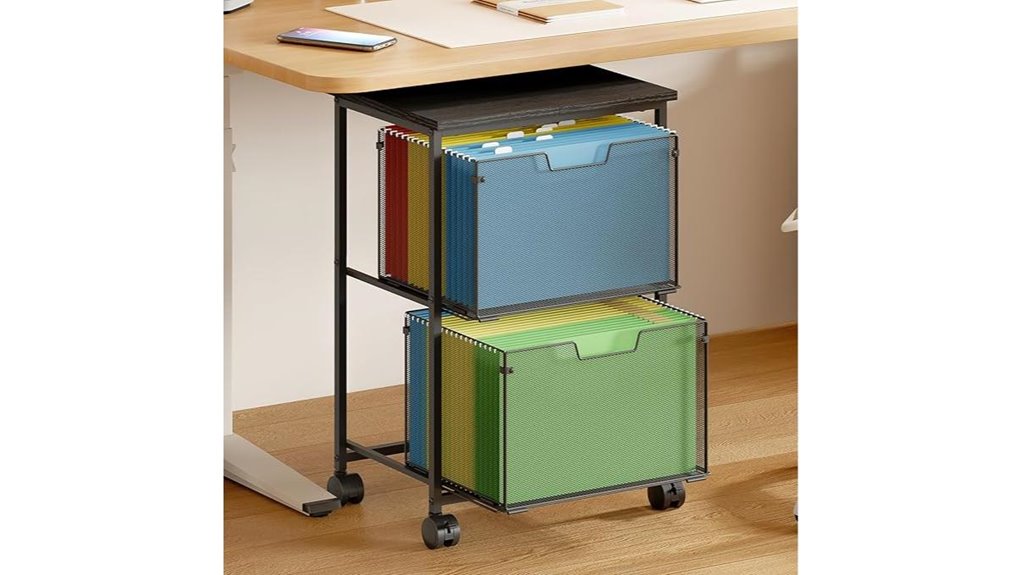 dual drawer rolling file cart