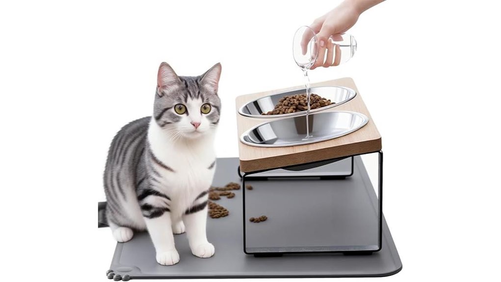 dual elevated stainless bowls