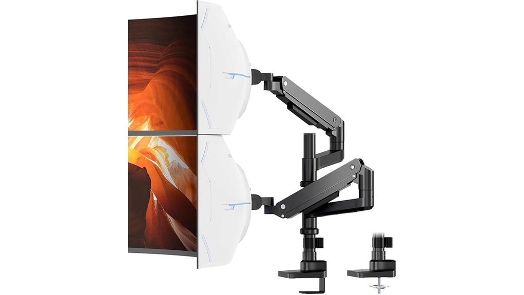 dual heavy duty vertical monitor arm