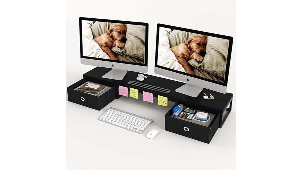 dual monitor stand drawers