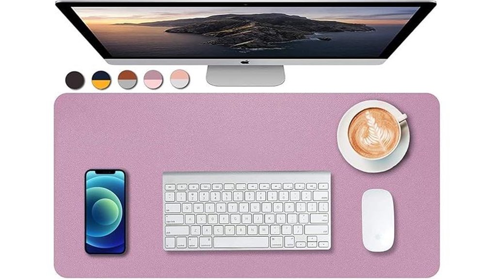 dual sided desk pad in pink purple