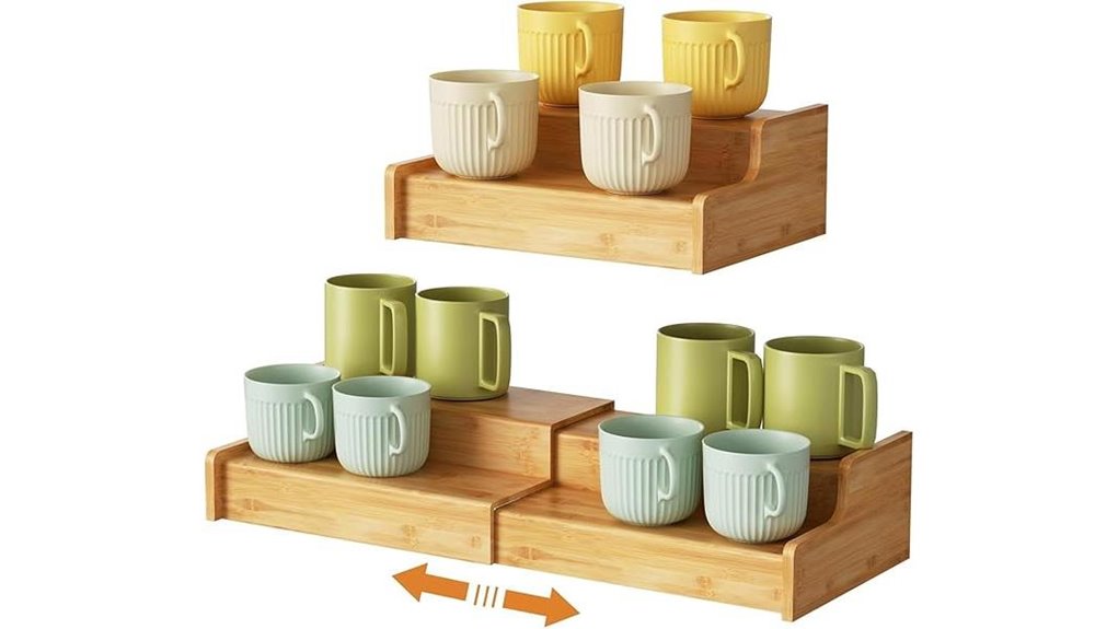 dual tier bamboo mug holder
