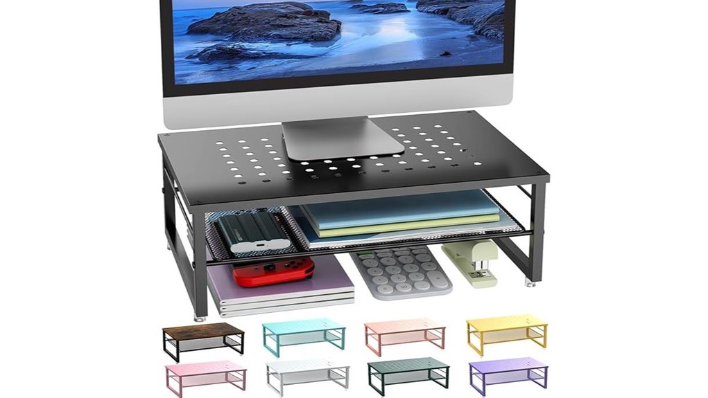 dual tier metal monitor riser