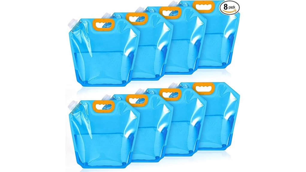 eight pack 1 3 gallon collapsible water bags