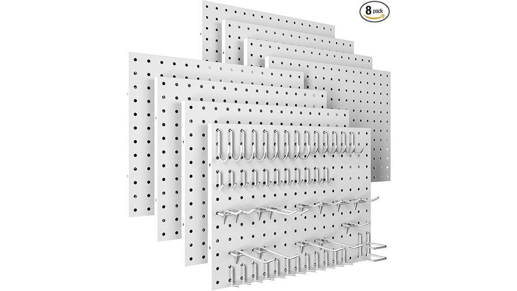 eight pack metal pegboard hooks