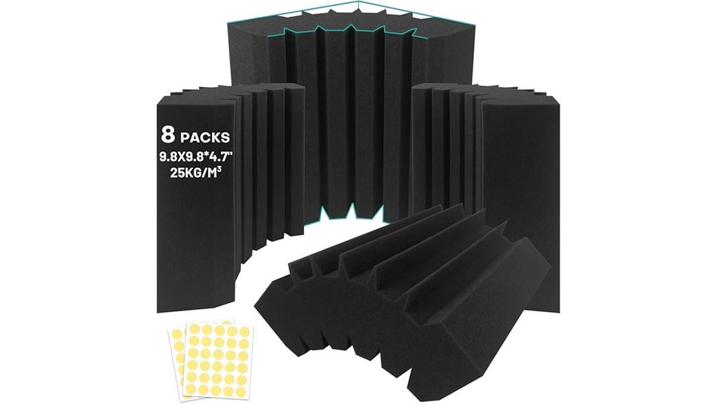 eight piece black corner bass trap
