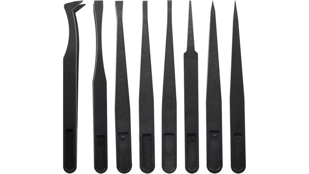 eight precision anti static tweezers