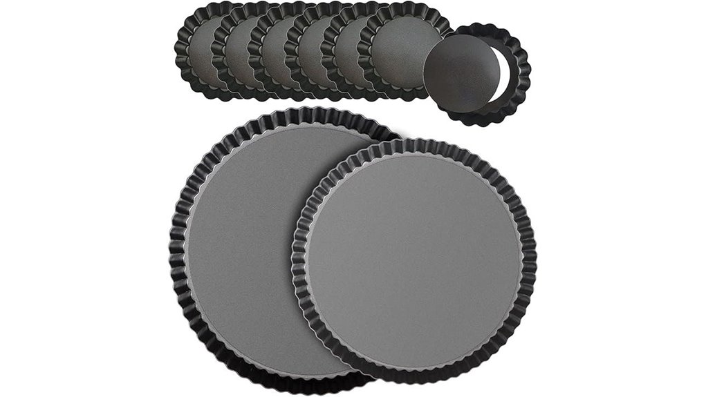 eight removable bottom tart pans