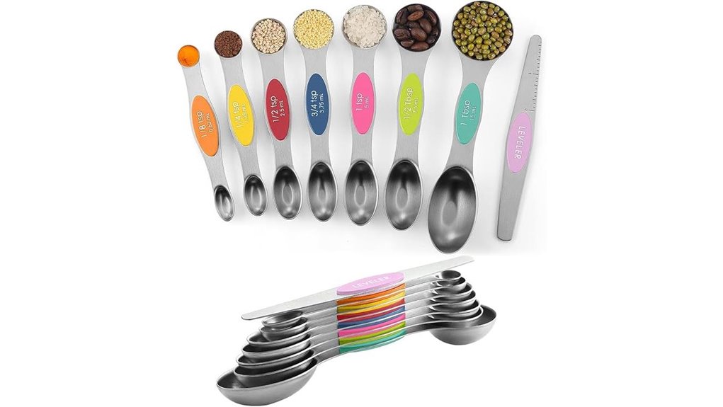 eight stainless magnetic spoons
