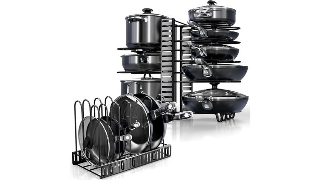 eight tier under cabinet pot and pan organizer