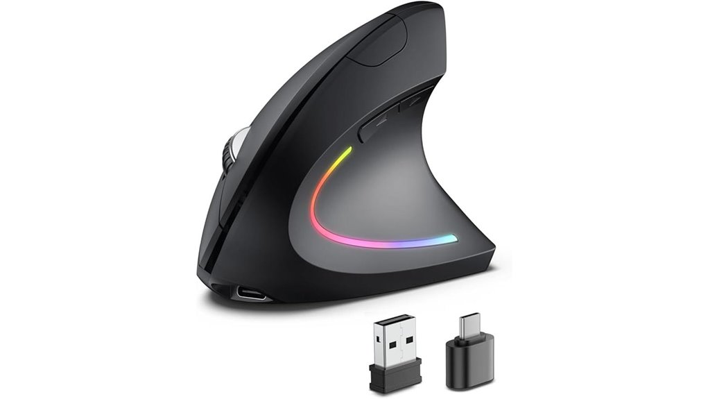 ergonomic rechargeable bluetooth mouse