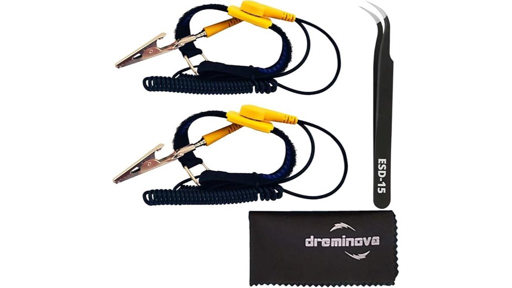 esd wrist strap with grounding clip
