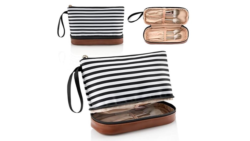 ethereal small striped makeup bag