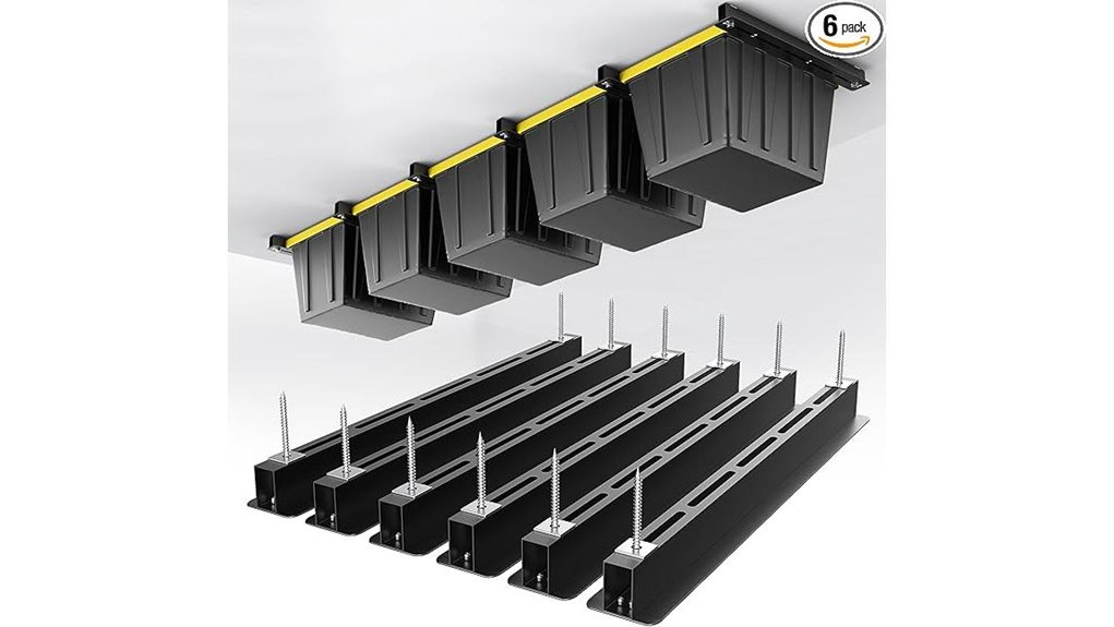 everhanger ceiling storage rack with bins