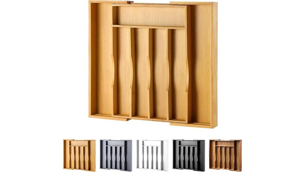 expandable bamboo cutlery drawer organizer