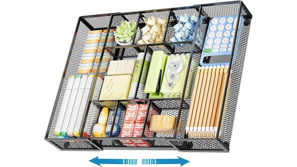 expandable black mesh drawer organizer