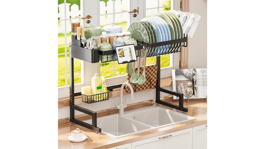 expandable two tier over sink dish rack
