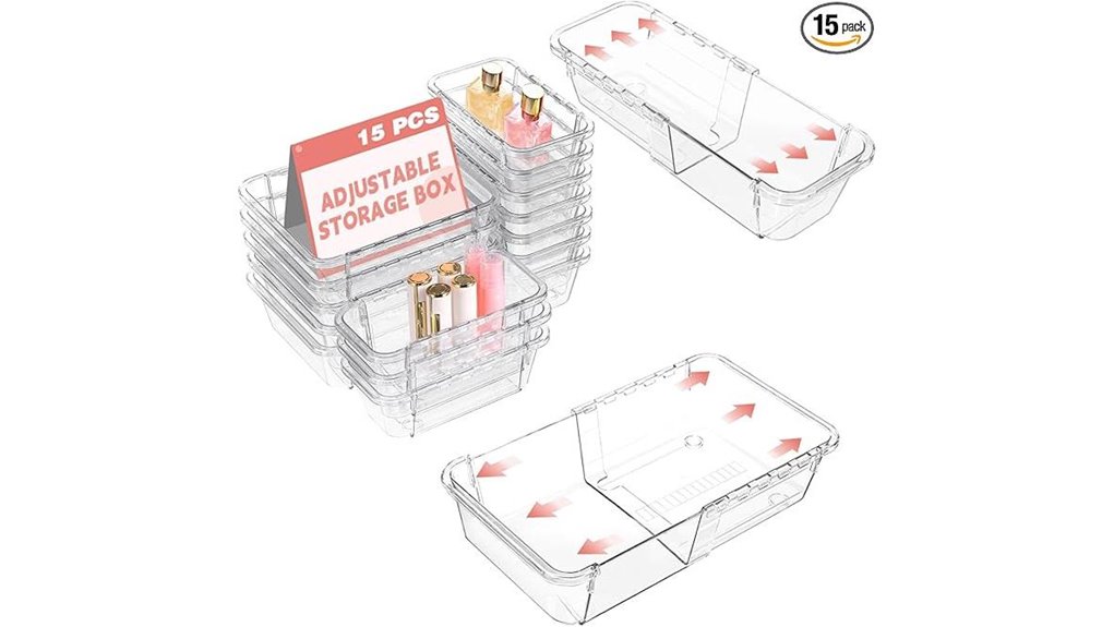 extendable clear drawer organizer set