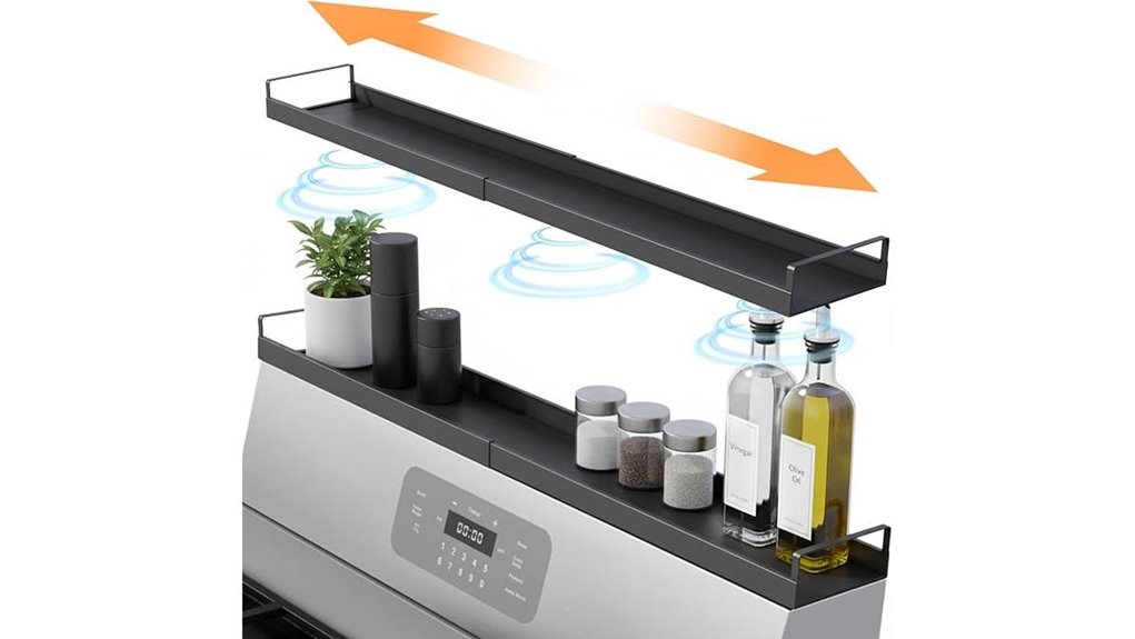 extendable magnetic over stove shelf