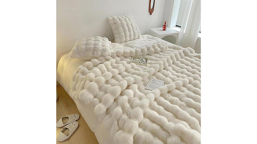 faux rabbit fur throw beige